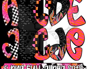 On Fire For Jesus Alpha Png Bundle, Christian Alphabet Png, Faith Based Doodle Letters, Full Alphabet Png Set