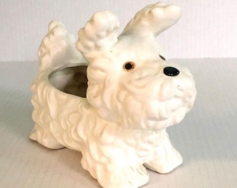 1950s Inarco fluffy puppy planter marked E-1634. So cute!