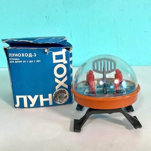 Vintage USSR Windup UFO Toy with Original Box