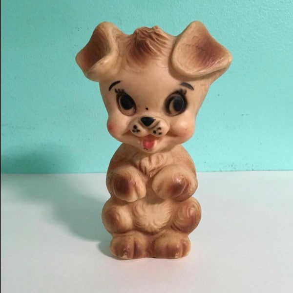 Star Mfg. Co. squeak toy puppy, 1962. Still squeaks. 8 inches tall. Vintage toy dog