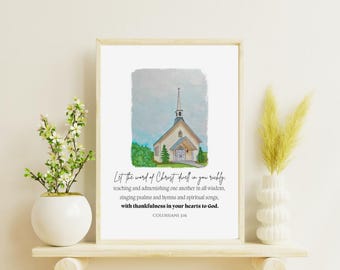 Country Church Art Print: Watercolor Church