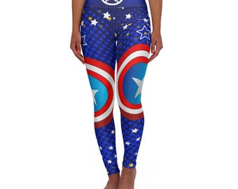 Captain America Superheld Yogahose mit hoher Taille, Gym-Leggings, Halloween
