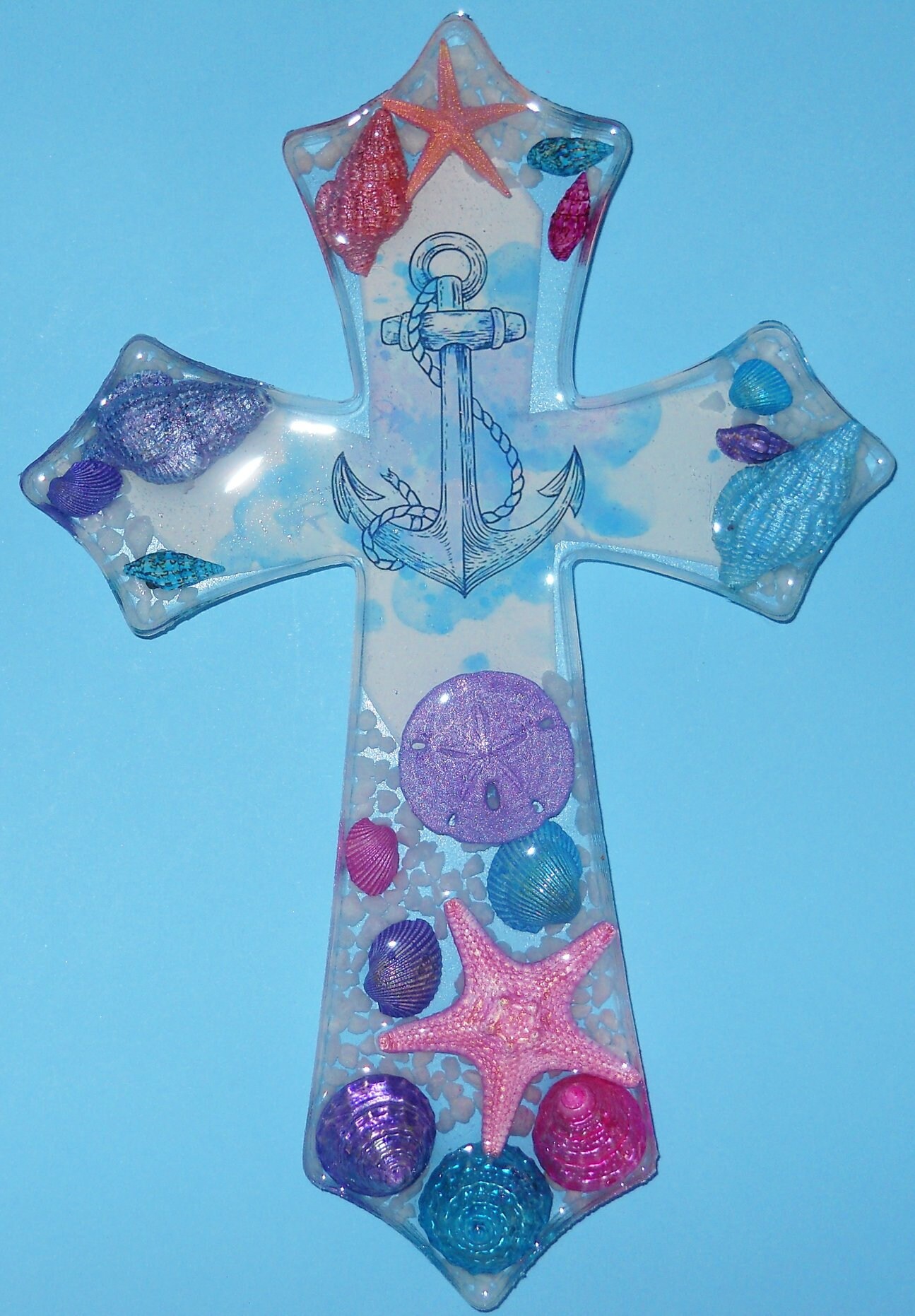 Beach House Decor Coastal Cross Religious Art Wall Cross Etsy