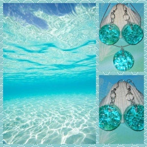 aqua blue earrings wire wrapped jewelry copper earrings blue earrings light  ocean waves earri…