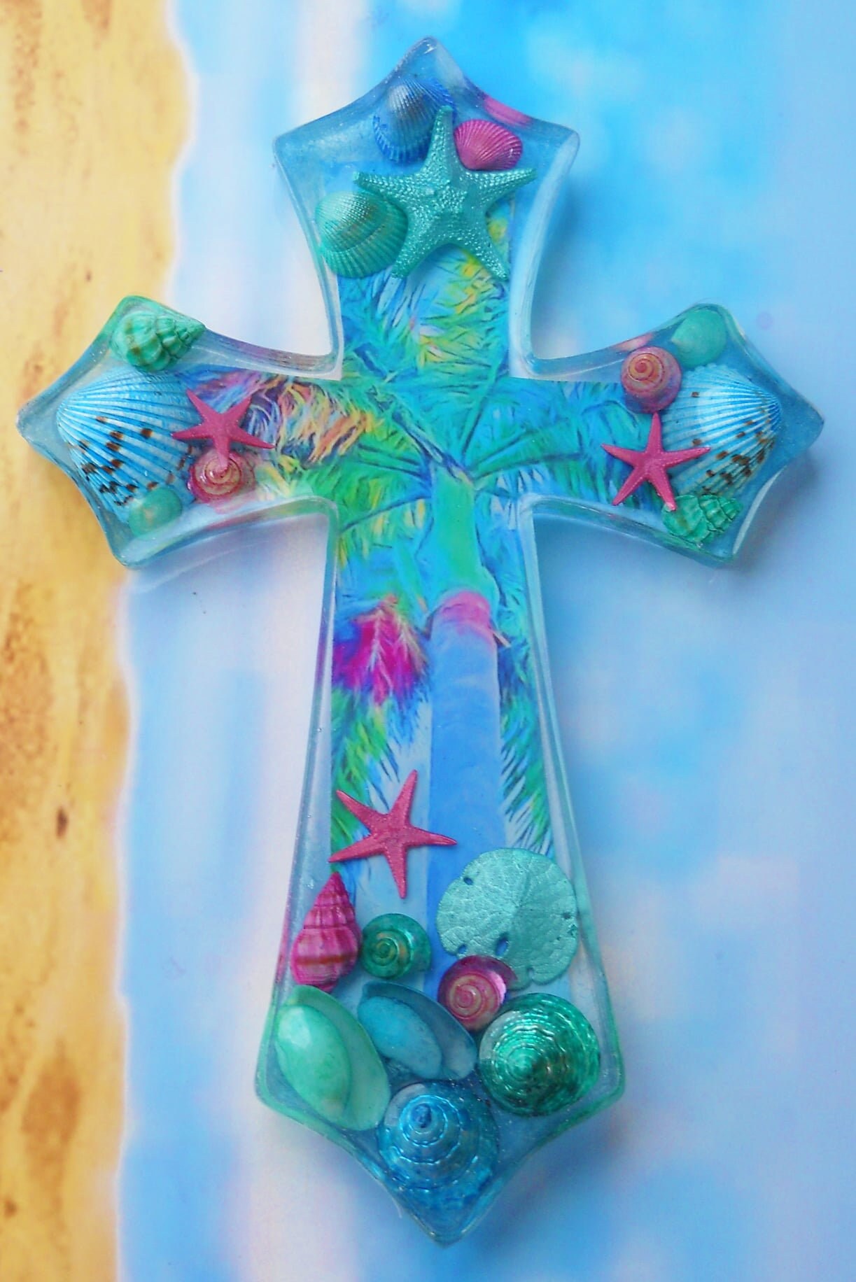 Beach House Decor Coastal Cross Religious Art Wall Cross Etsy