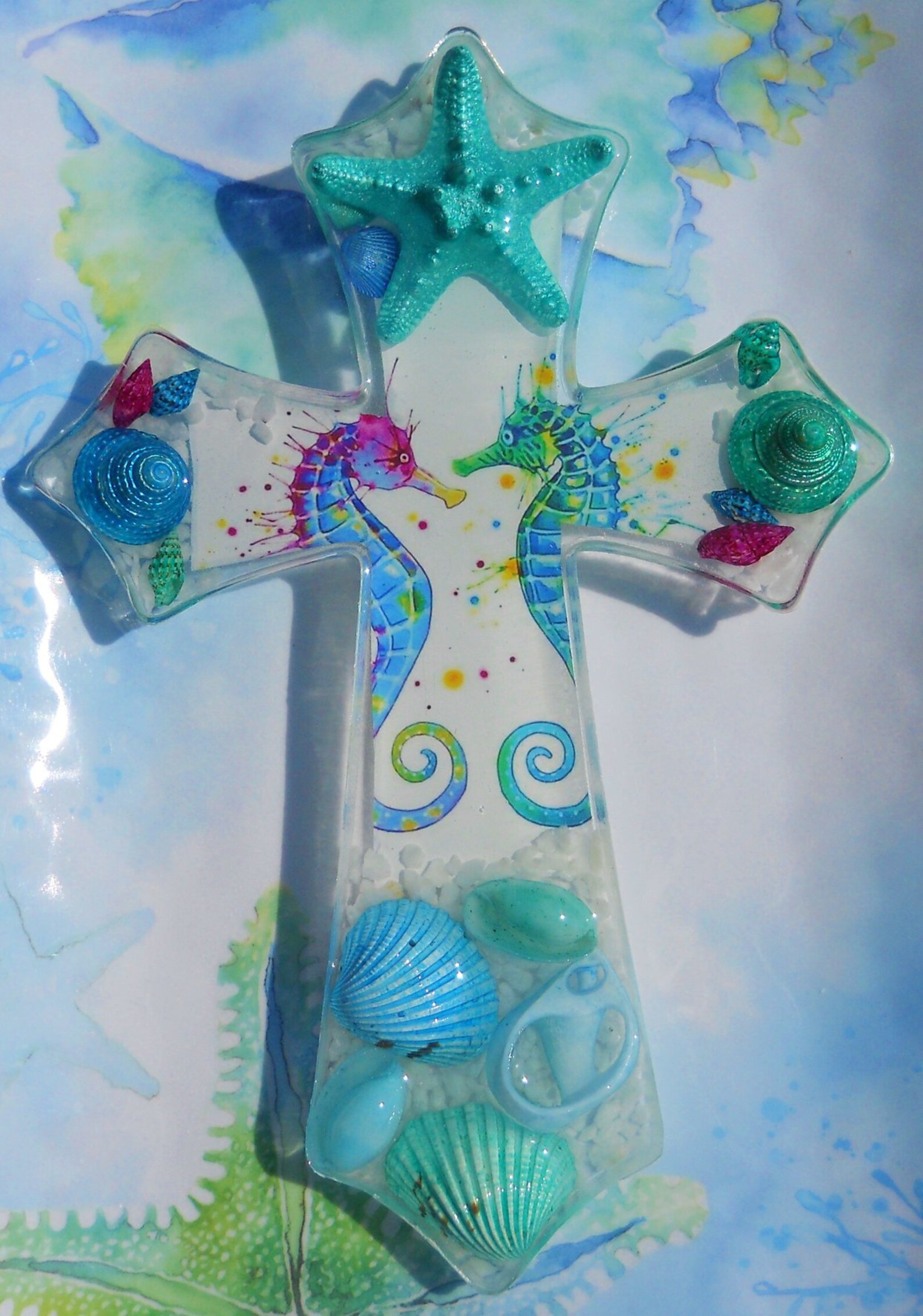 Beach House Decor Coastal Cross Religious Art Wall Cross Etsy