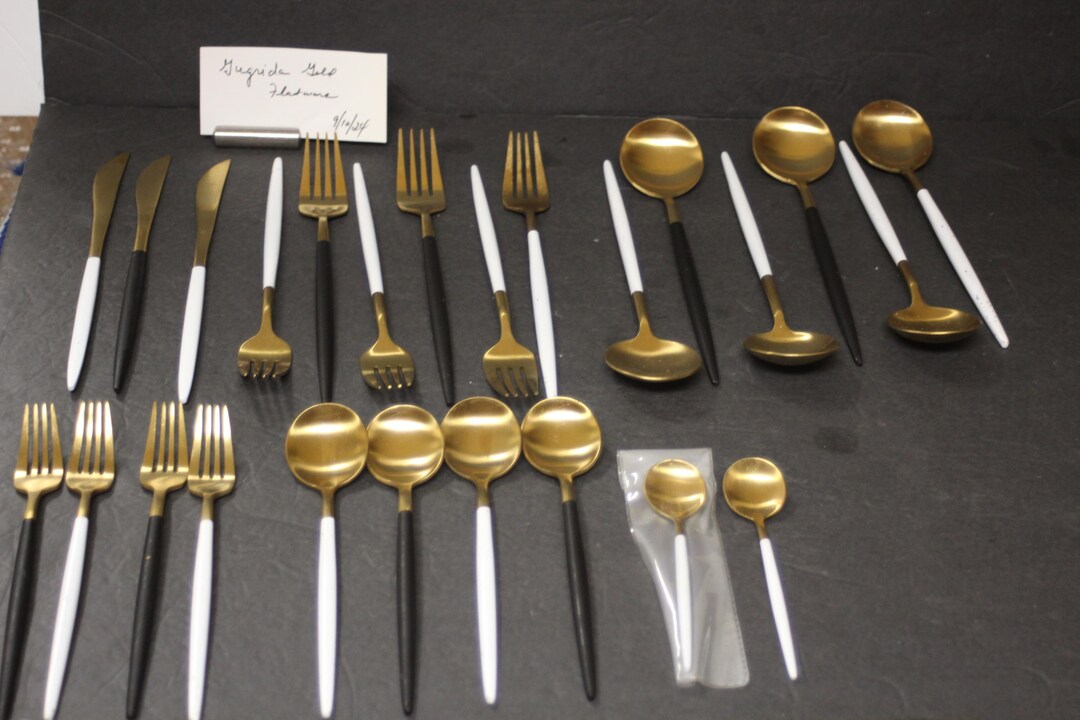 Gugrida Gold Flatware Cutlery Set, Gugrida 20pcs/set 304 Stainle 並行輸入品 Gugrida White Gold Flatware Set - 20 Piece 1810 Jamaica | Ubuy