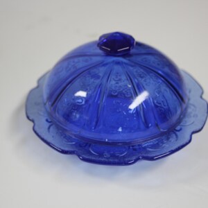 Jeannette Depression Glass Cherry Blossom Round Covered Butter