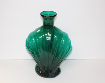 Blenko #9106 Seashell Vase by Hank Adams Green 13” Vintage 1991