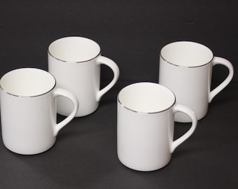 Mikasa Bone China Couture Platinum AN010 Mugs-Set of 4  EUC