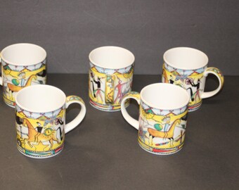 Paul Cardew North American Indian 5 Coffee Mugs