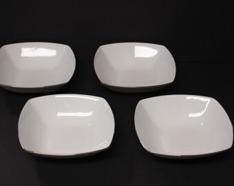 Mikasa Couture Platinum AN010 Coupe Soup Bowl NWT 7x7x2" White Bone China Set of 4