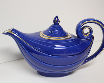 Hall Teapot Aladdin Genie Cobalt Blue 6 Cup Art Deco Made In USA
