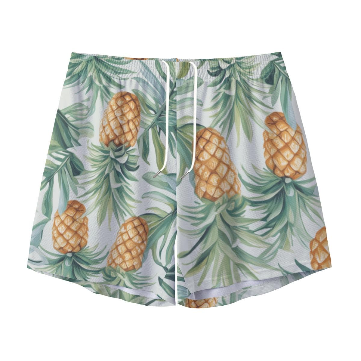 Men's Upside Down Pineapple Print Shorts Tropical Resort Wear, Beach Party, Polyester