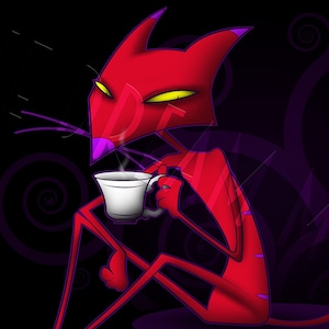 Art Print Metal Canvas Courage The Cowardly Dog Katz Coffee Cartoon Horror Macabre Cat Kitty Kitten Classic Character Artwork Modern Unique