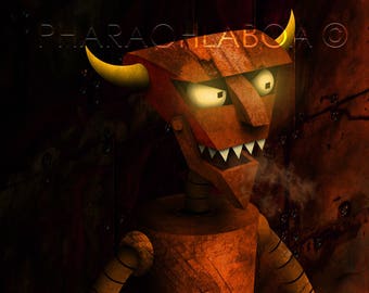 Art Print Metal Futurama Roberto Insane Robot Knife Sci Fi