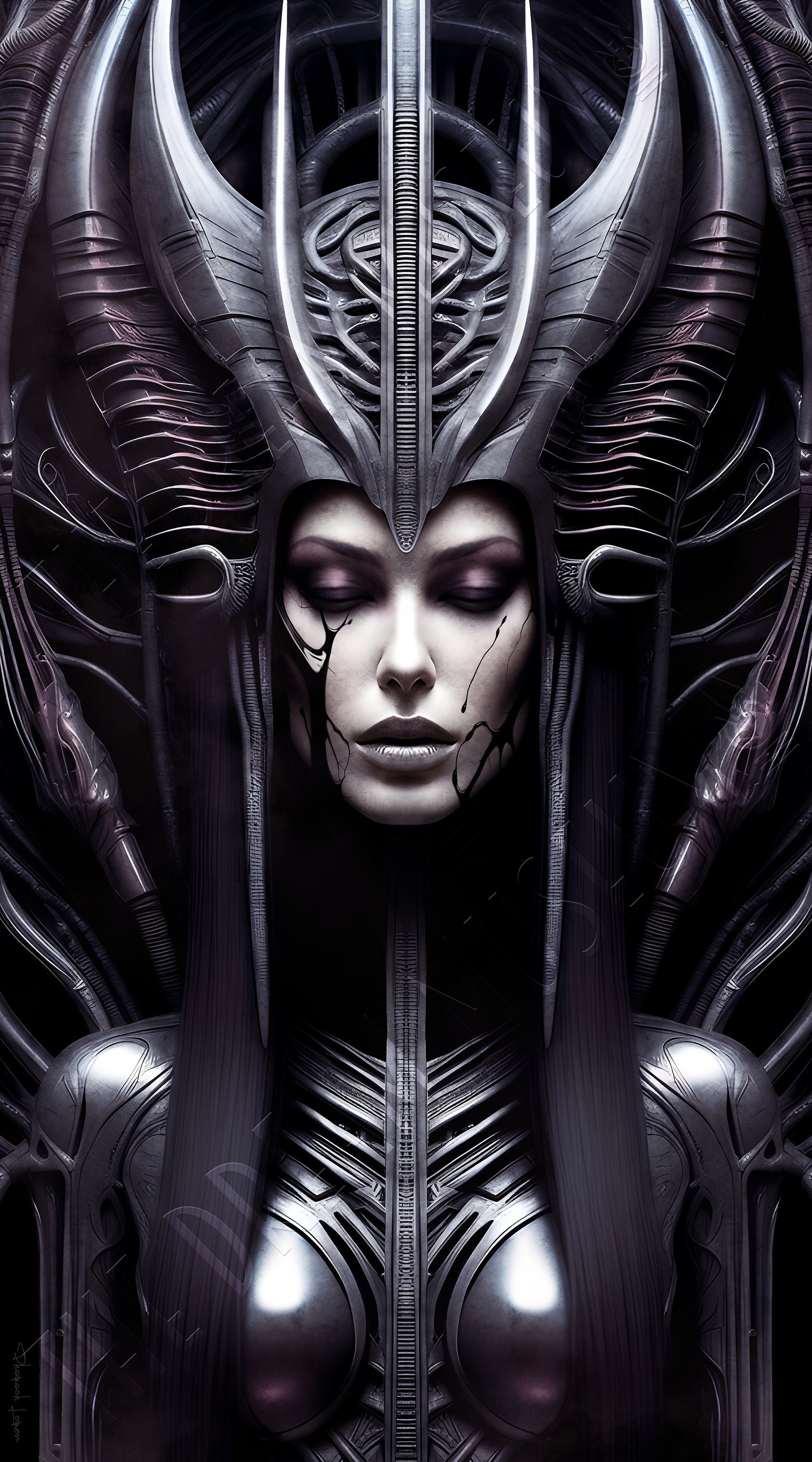 Biomechanical H.R. Giger Woman Sci Fi Gothic Beautiful Empress Decor ...