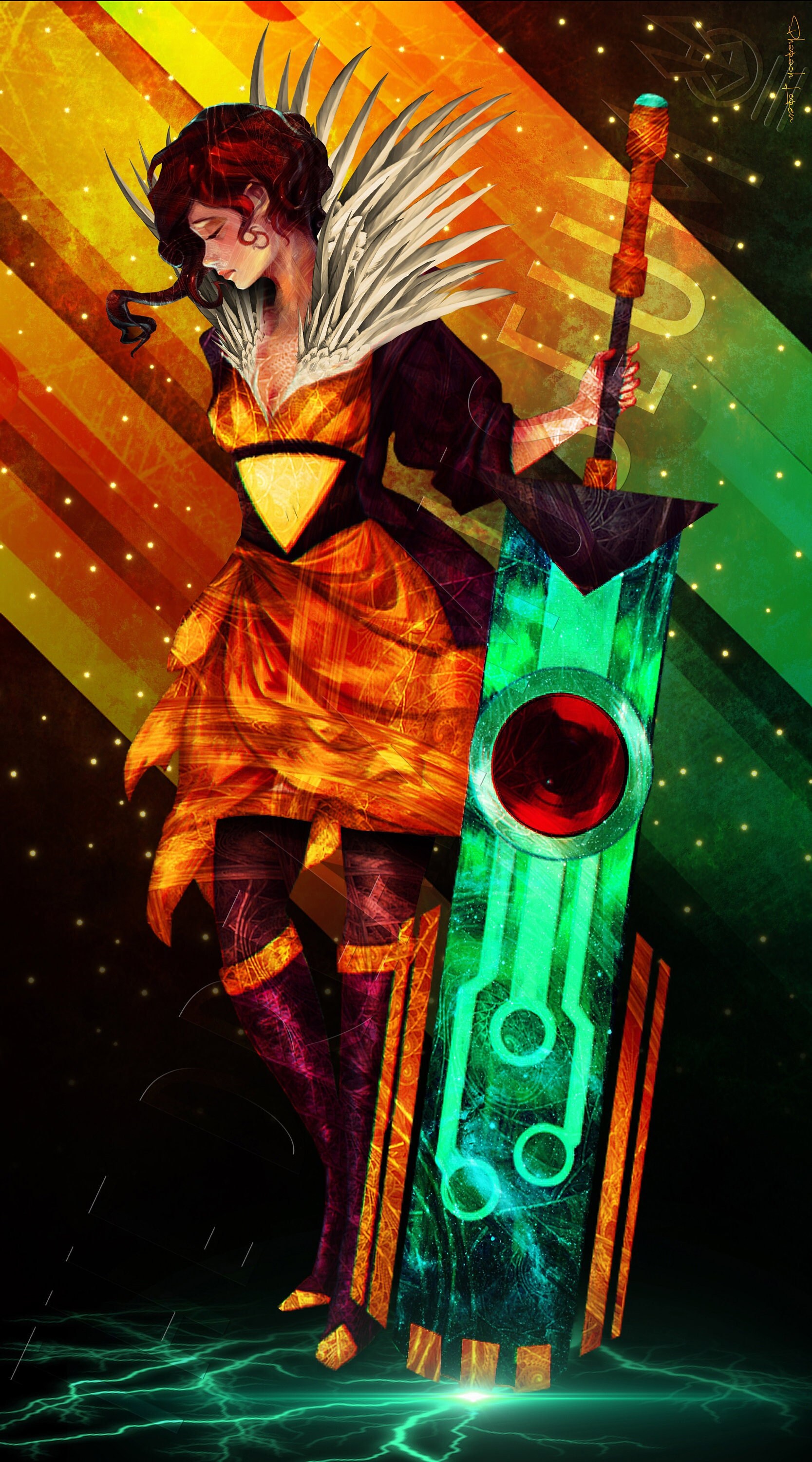 Art Print Metal Canvas Transistor Red Video Game Woman Girl Sword