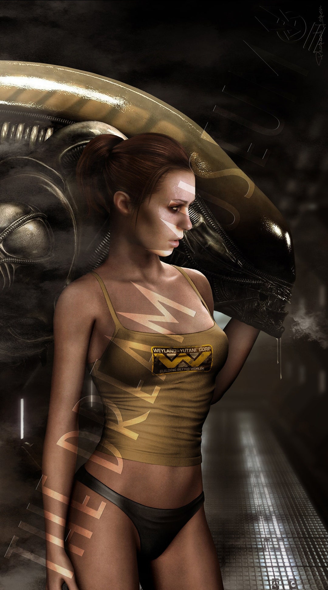 Art Print Metal Canvas Alien Isolation Amanda Ripley Sci Fi Alien Aliens  Xenomorph Underwear Woman Sexy Outer Space Artwork Modern Unique 