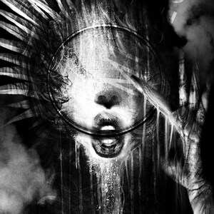 Art Print Metal Canvas H.R. Giger Inspired Biomechanical Woman Portrait Disturbing Monster Creepy Horror Macabre Dark Artwork Modern Unique