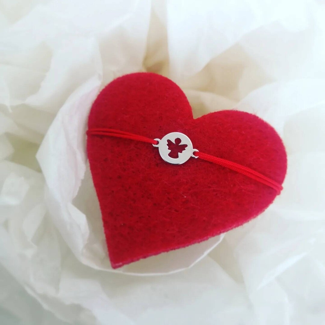 14K WHITE Solid Gold Angel Bracelet, Protection Bracelet, Charm Angel