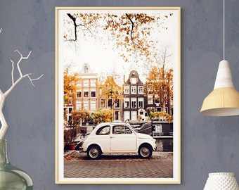 Amsterdam Fotografie, Fiat, Oldtimer, Vintage, Kunstdruck, Poster, Reisefotografie, Dekoration, Wohnzimmer, Schlafzimmer, Geschenk