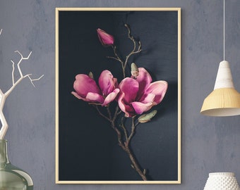 Magnolia Photographie, Nature morte, Rose, Rose, Pastel, Vintage, Tirage d’art, Affiche, Décoration, Salon, Chambre à coucher, Cadeau