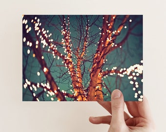 Postcard Light Tree, Christmas Card, Festive Greeting Card