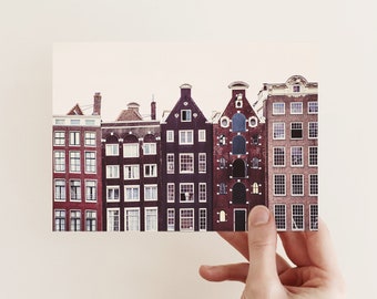 Postcard Canal Houses Amsterdam, Carte postale photo, Carte de vœux, Carte cadeau, Photographie, Photographie de voyage, Style de vie, Noël