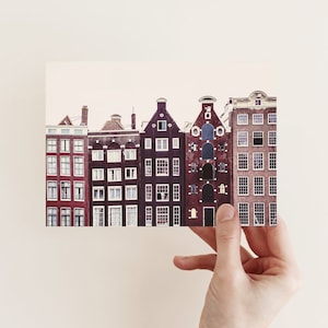 Postkarte Kanalhäuser Amsterdam, Fotopostkarte, Grußkarte, Geschenkkarte, Fotografie, Reisefotografie, Lifestyle, Weihnachten