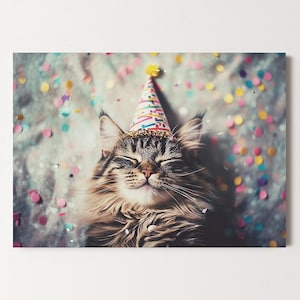 Glückwunschkarte Partykatze Geburtstagskarte