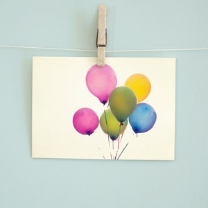 Postkarte Luftballons, Glückwunschkarte, Geburtstagskarte, Grußkarte, Geschenkkarte, Vintage, bunte Ballons, viel Glück