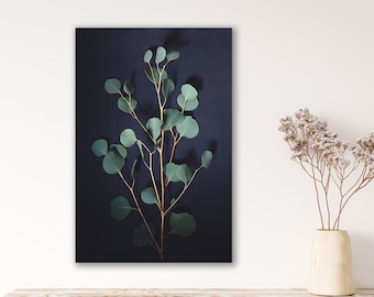 Eucalyptus on canvas, still life, botany, art print, mural