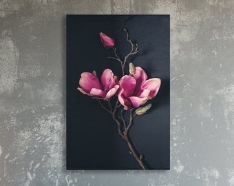 Magnolie auf Leinwand, Stilleben, Blumen, Kunstdruck, Wandbild