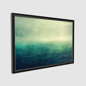 Sea Canvas Print Photography Abstract Nature Photography Vintage Blue Canvas Canvas Birthday Gift Office Living Room Bedroom 90x60 Rahmen schwarz cm