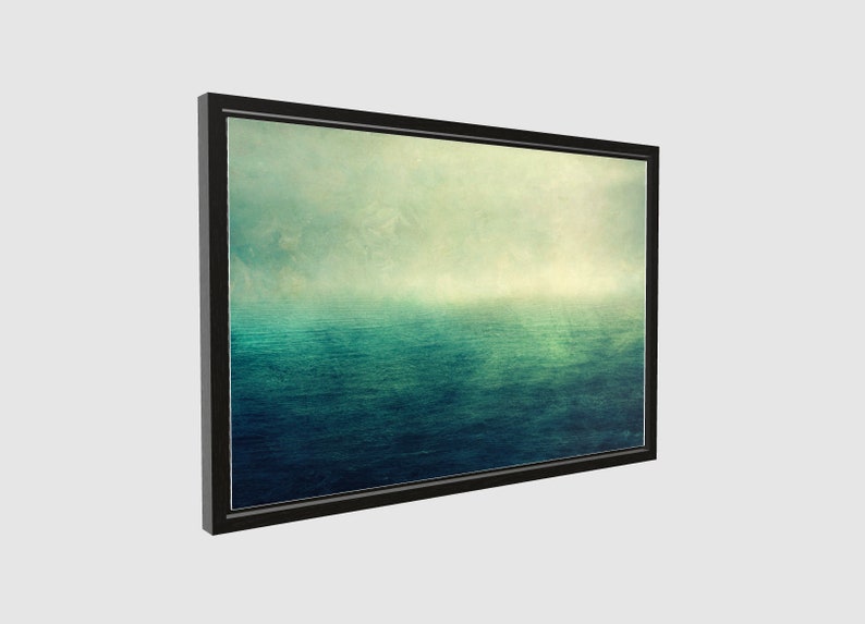 Sea Canvas Print Photography Abstract Nature Photography Vintage Blue Canvas Canvas Birthday Gift Office Living Room Bedroom 90x60 Rahmen schwarz cm