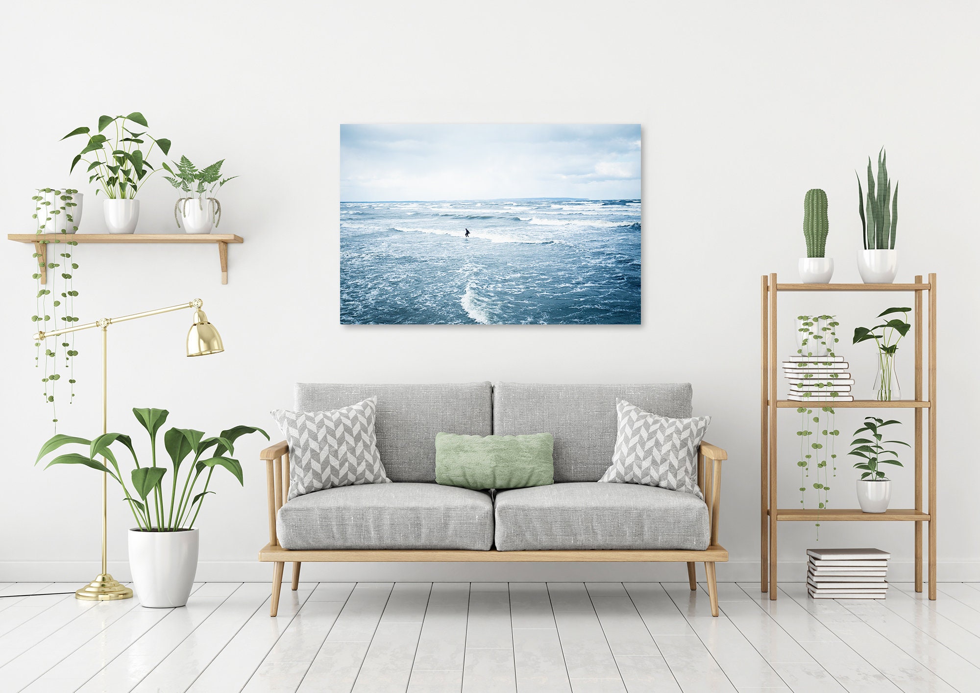 Surfista sobre lienzo fotografía mar agua impresión de | Etsy