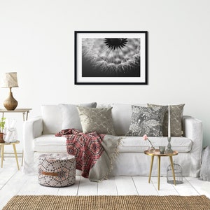 Pusteblume Foto, Naturfotografie, Kunstdruck, Poster, schwarzweiß, Löwenzahn, Dekoration, modern, Büro, Wohnzimmer, Schlafzimmer Bild 7