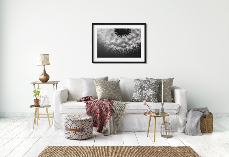 Pusteblume Foto, Naturfotografie, Kunstdruck, Poster, schwarzweiß, Löwenzahn, Dekoration, modern, Büro, Wohnzimmer, Schlafzimmer Bild 7