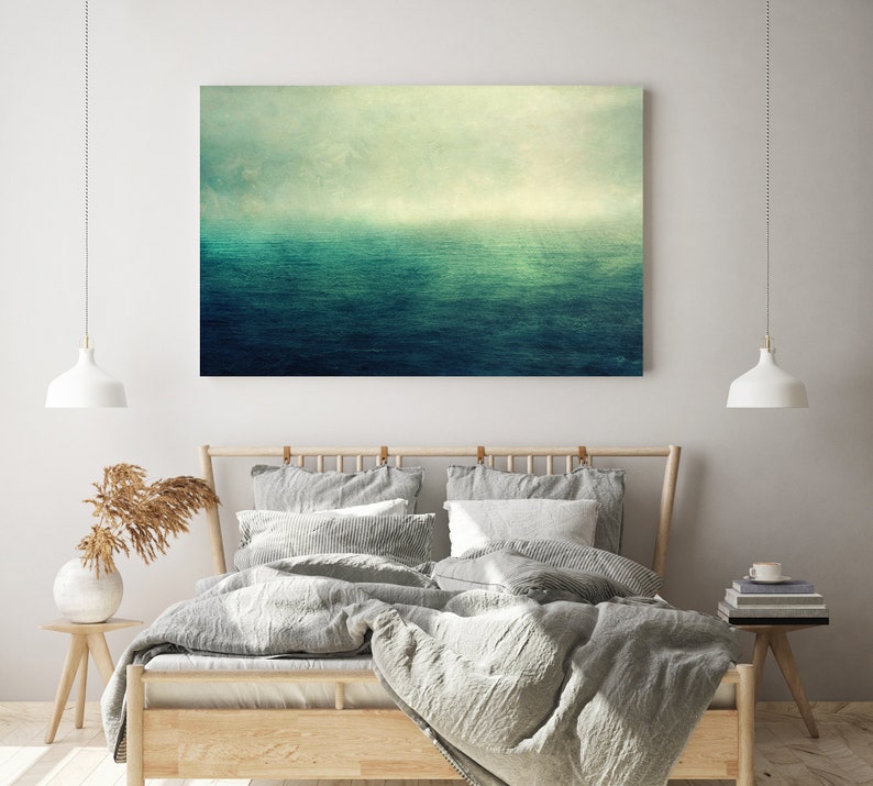 Sea Canvas Print Photography Abstract Nature Photography Vintage Blue Canvas Canvas Birthday Gift Office Living Room Bedroom image 1