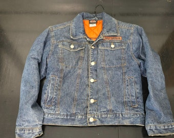 Harley Davidson Lined Denim Jean Jacket M 12/14 Boys / Girls Small Lady