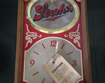 Stroh's Beer 19" Lighted Wall Clock NOS