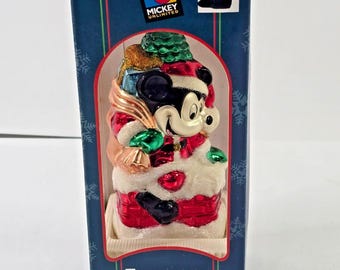 Vintage Mickey Unlimited 7" Blown Glass Mickey Mouse Christmas Ornament
