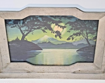 Vintage Cast Metal Twilight Mt Fuji TV Motion Lamp PLEASE READ