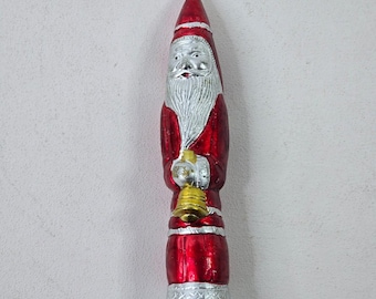 Vintage 7" Slim Santa Claus Blown Glass Christmas Ornament