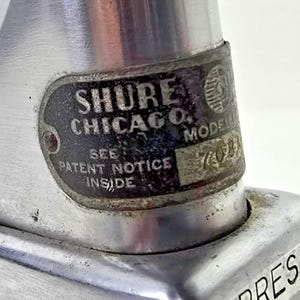 Micrófono Shure 708A Crystal vintage con soporte S36 y conmutador A85C. ¡Tiene sonido! imagen 5