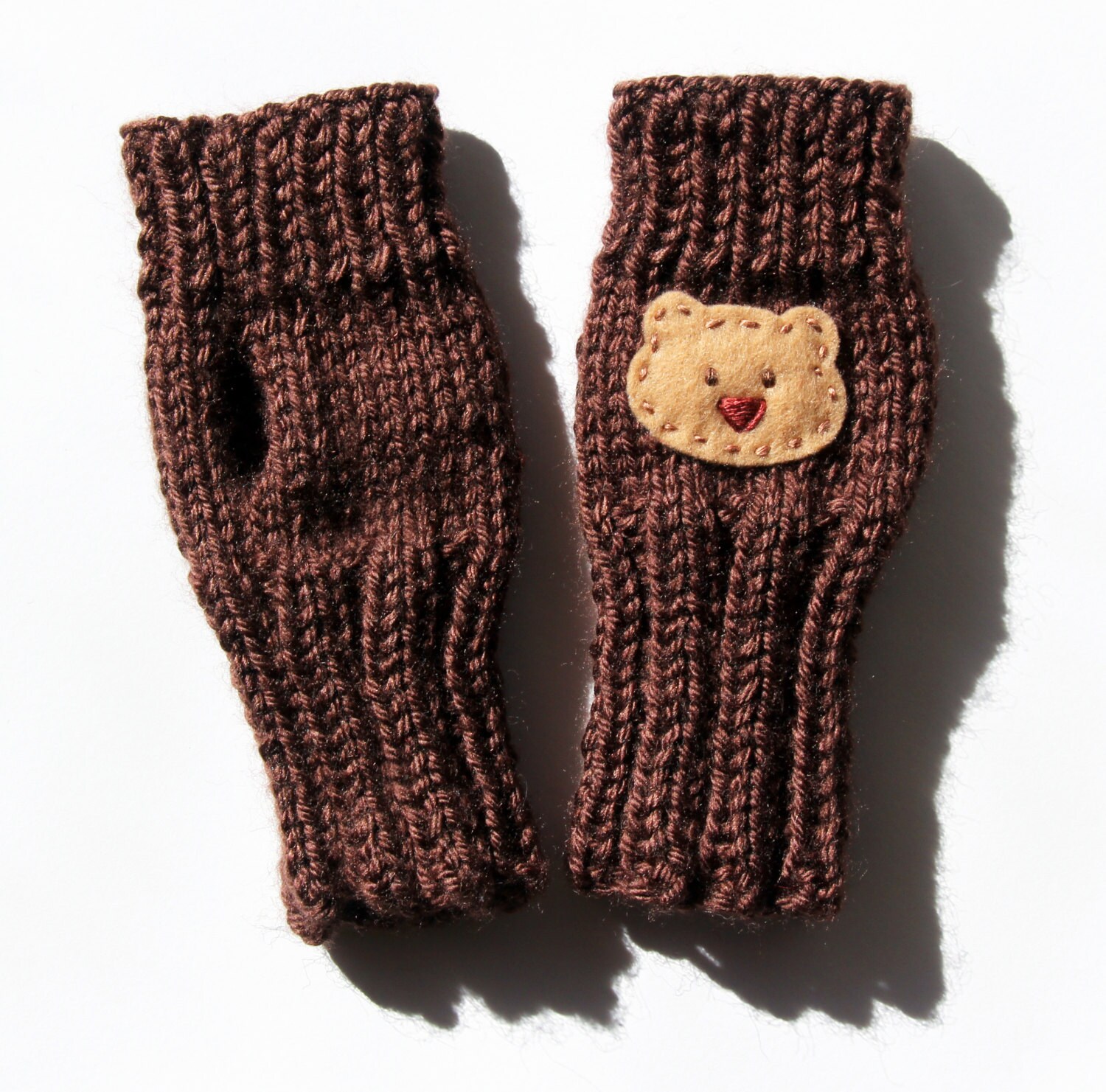 Cute Toddlers Fingerless Gloves Teddy Bear Gloves Brown Bear Etsy