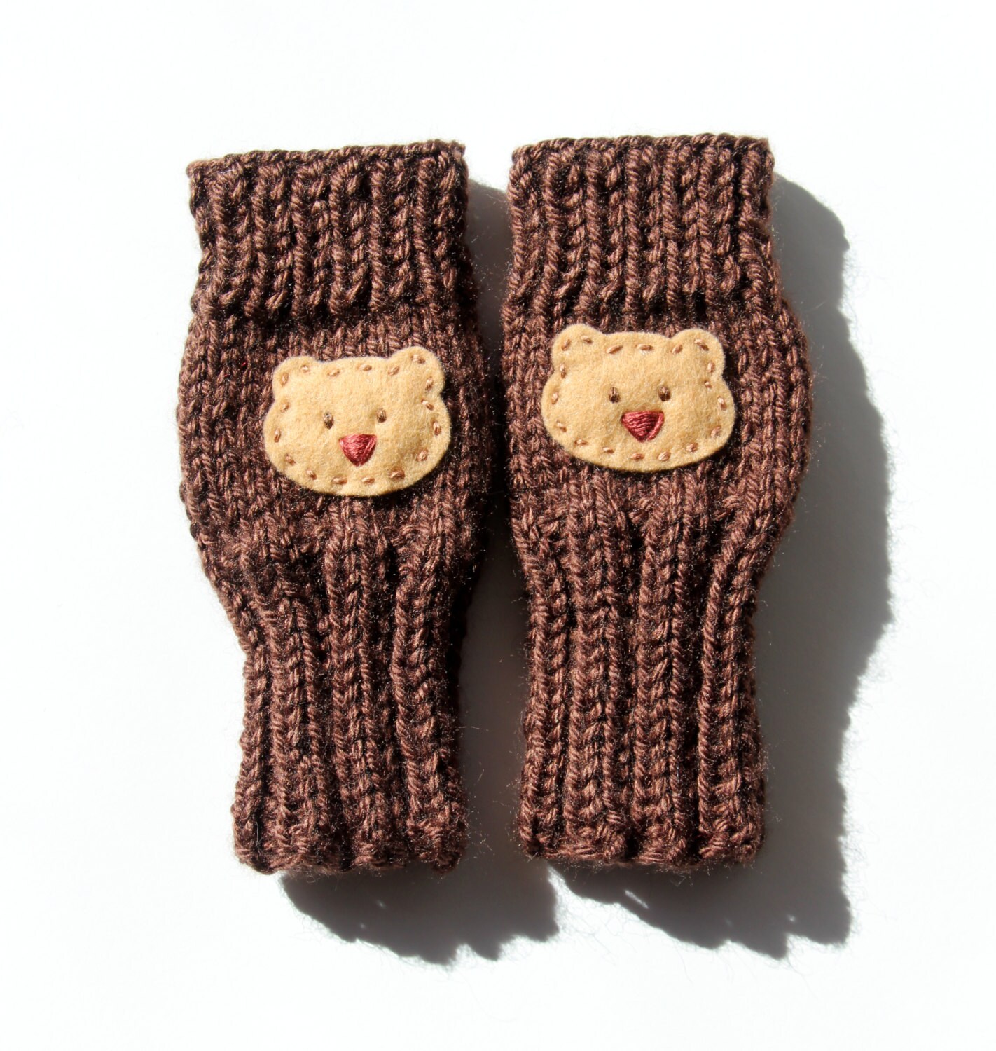 Cute Toddlers Fingerless Gloves Teddy Bear Gloves Brown Bear Etsy
