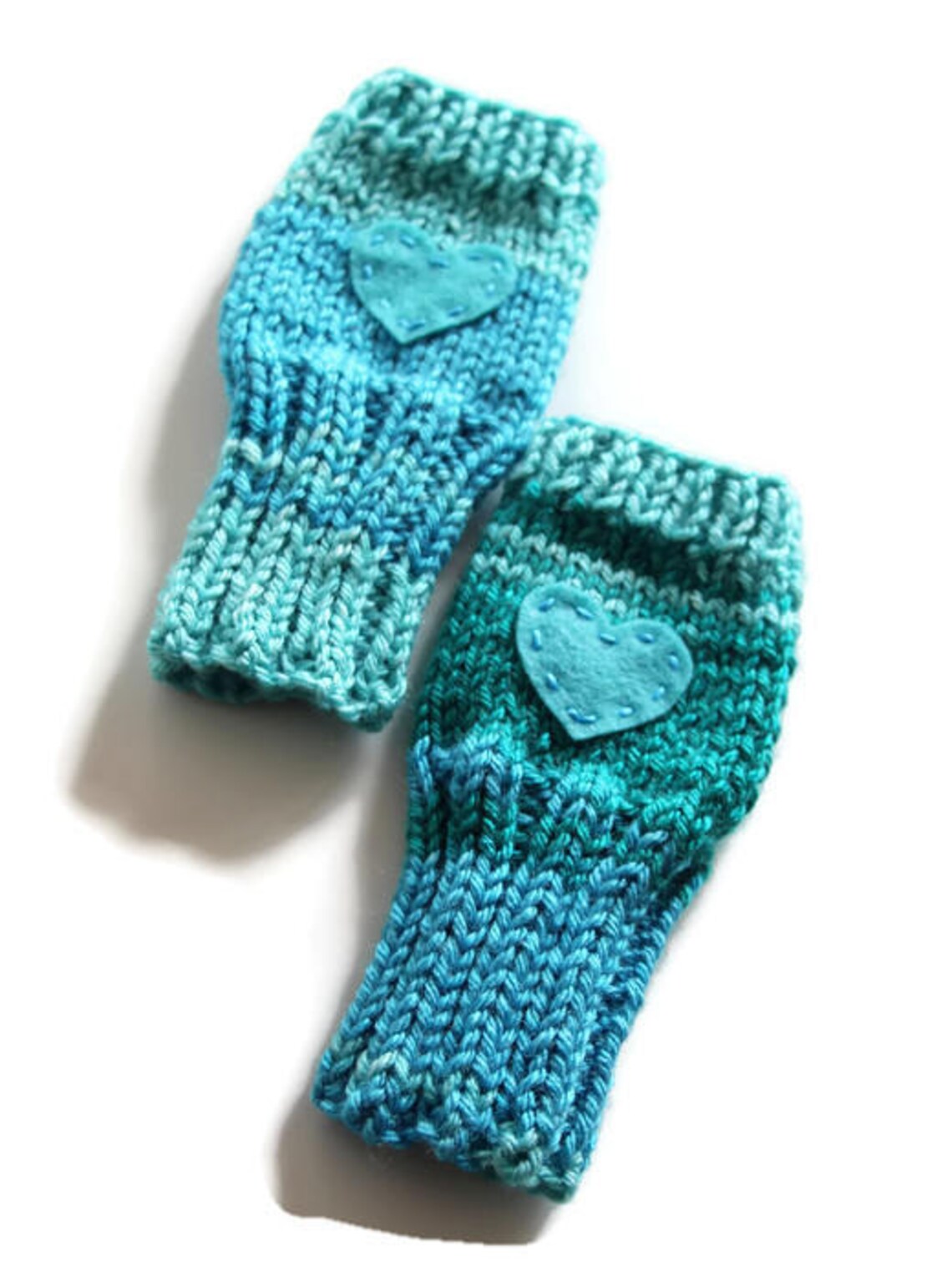 Cute Toddlers Fingerless Gloves Heart Gloves Turquoise Kids Etsy