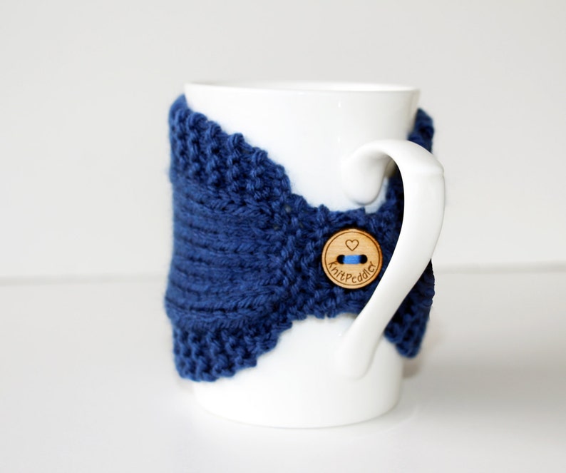 Knitted Mug Cozy Mug Cozy Blue Mug Cozy Mug Sleeve Tea Etsy